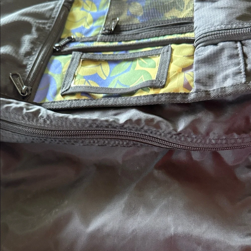 L.L. Bean Black and Blue Leaf Pattern Laptop Bag